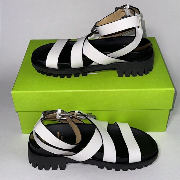 Sam Edelman Eleanor white leather ankle strap platform chunky sandals Women's 7 - Picture 1 of 9